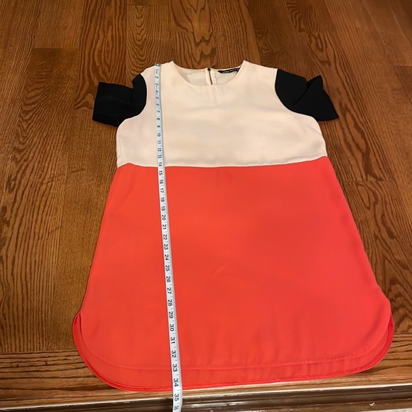 ZARA color block mini tunic dress / zipped short sleeve chic anytime dress sz L - Picture 8 of 10